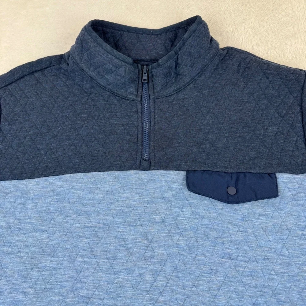 Marine Layer Quilted Quarter Zip Pullover Mens XL Blue Two-Tone Colorway